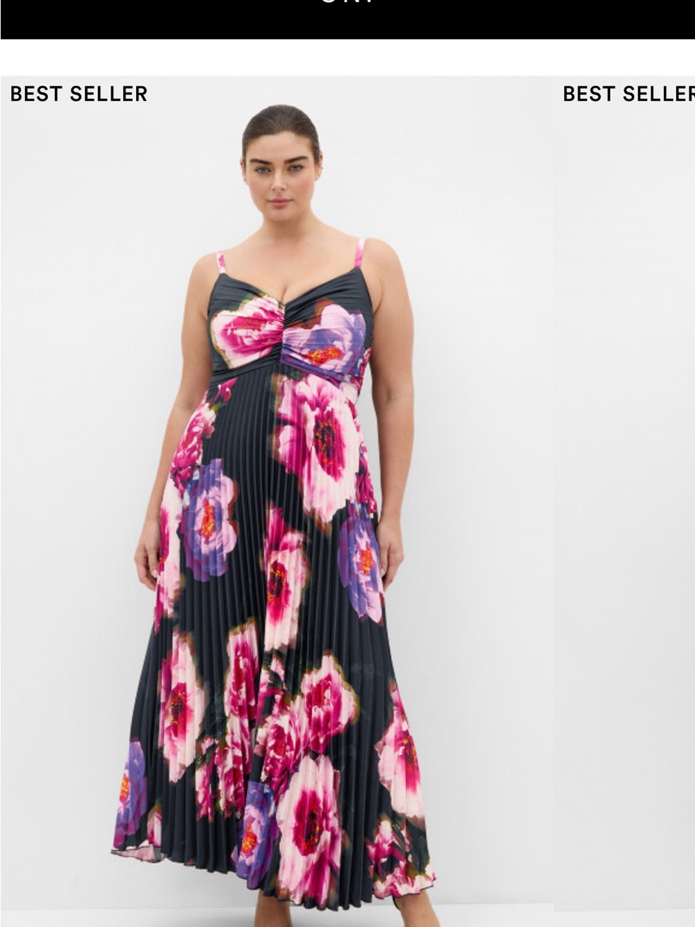 City Chic Black Maxi Dress with Pink and Purple Floral Print